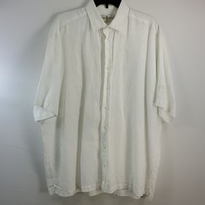 FAIRWAY & GREENS WHITE LINEN SHORT SLEEVE SHIRT L